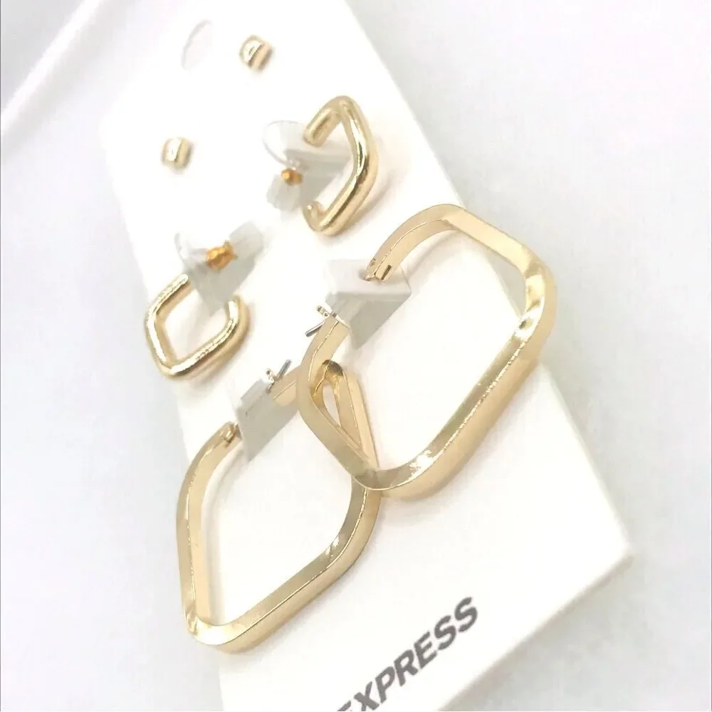 Express Gold Hoop and Stud Earring Set